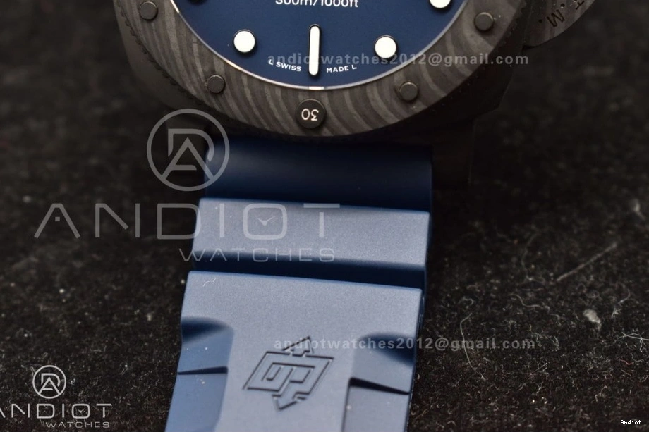 1:1 Blue PAM1232 on Rubber P900 Blue Edition W Best Dial Carbotech SBF Strap 1203